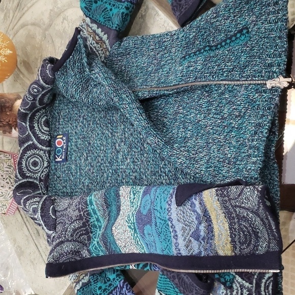 Kooi LAMBSWOOL CHUNKY ZIP UP MULTICOLOR SWEATER JACKET - Picture 7 of 15